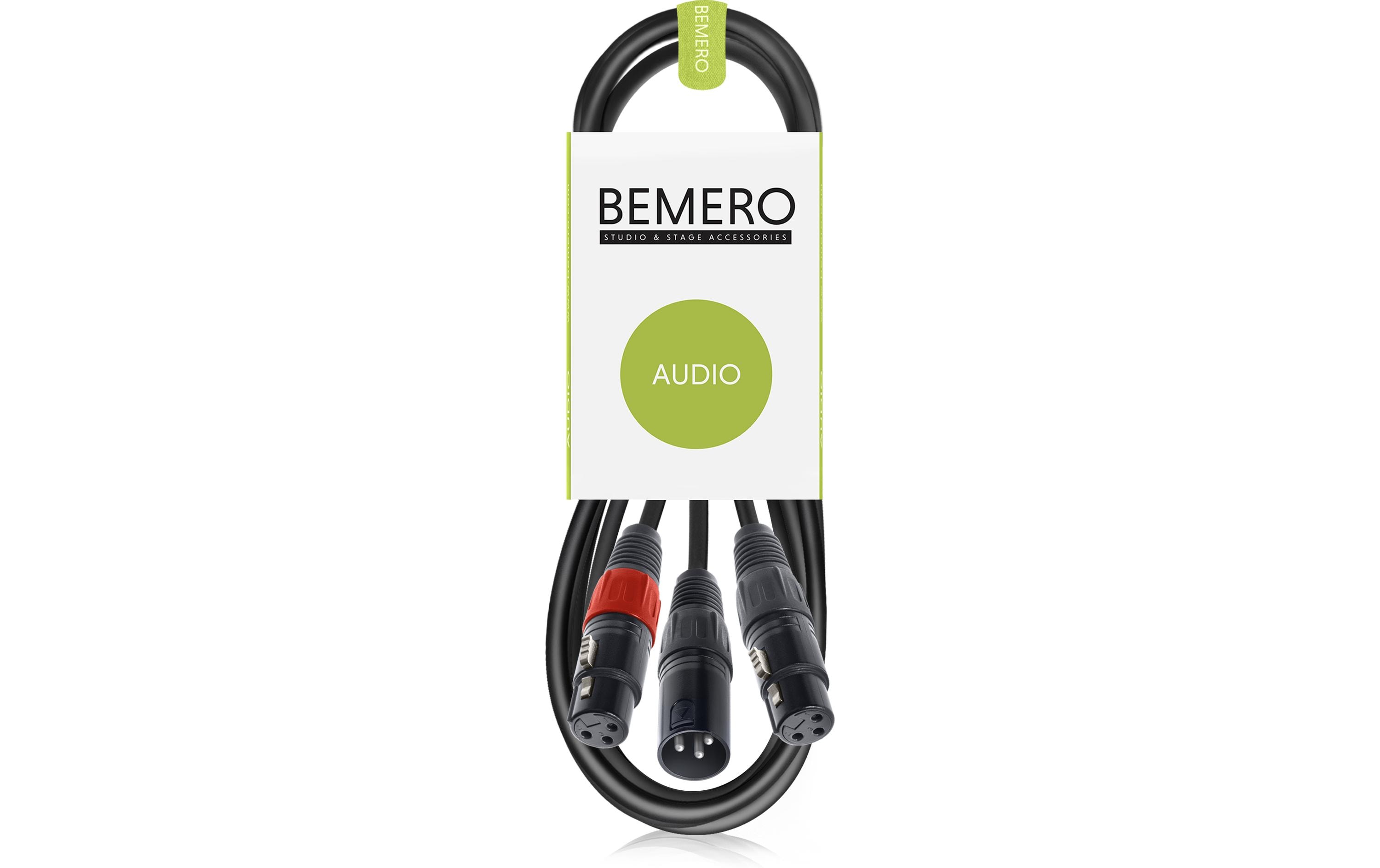 2031943 - Mediatech Bemero BAC4142-150BK XLRm - 2x XLRf 1.5m Y-Adapterkabel, schwarz, M-Serie kaufen Schweiz | Mediatech.ch
