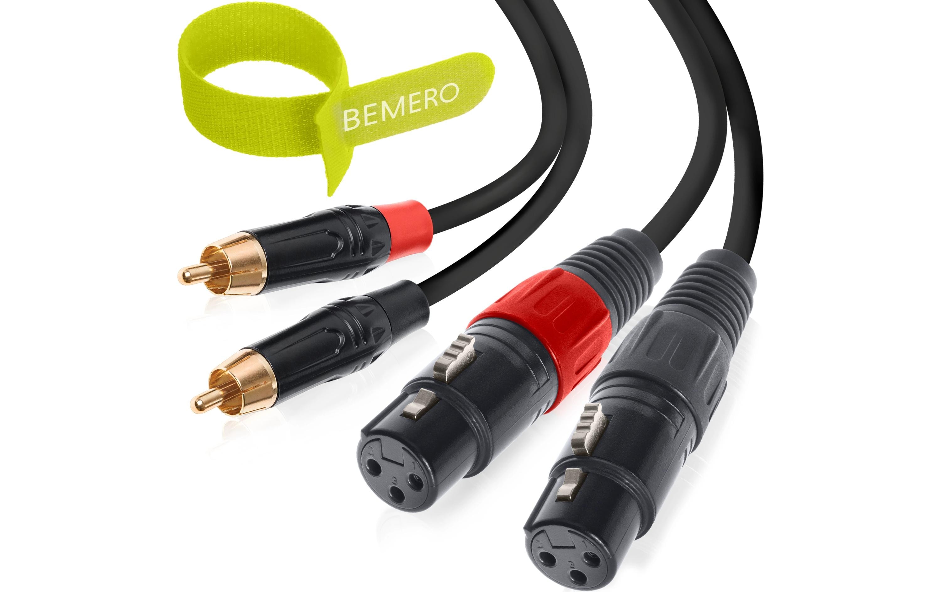 2031946_1 - Mediatech Bemero BAC2544-300BK 2x XLRf - 2x RCAm 3m Audio-Verbindungskabel, schwarz, M-Serie