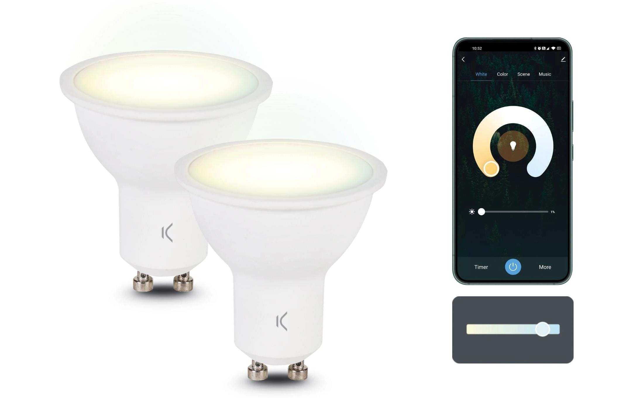 2032204 - Mediatech KSIX Smart Bulbs 2er Pack 5,5W, 400 lumens, GU10 Base, CCT