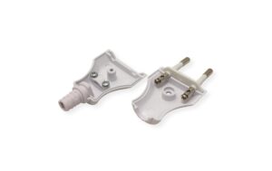 2032880_1 - Mediatech Euroflachstecker 2,5A / 250V weiss mit Schraubanschluss