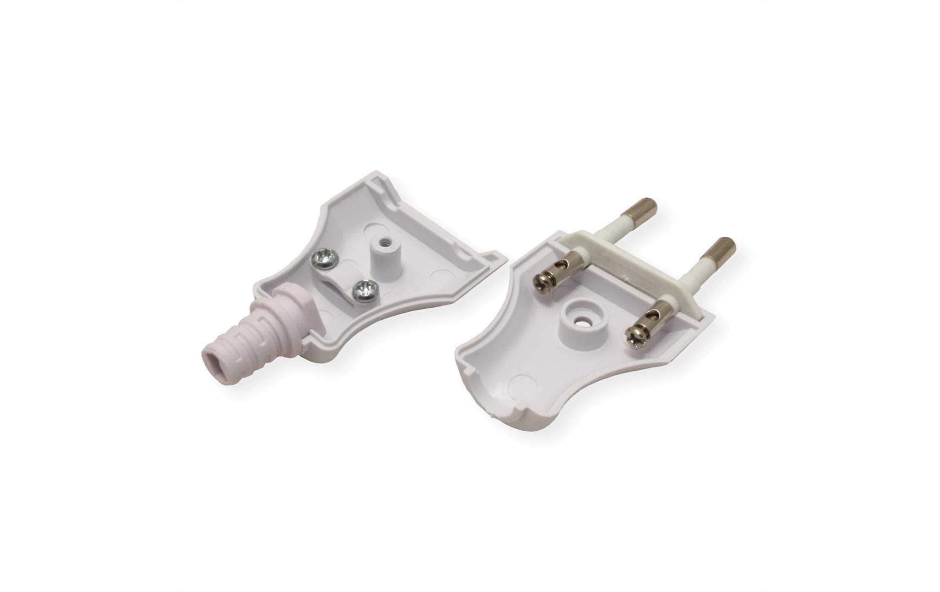 2032880_1 - Mediatech Euroflachstecker 2,5A / 250V weiss mit Schraubanschluss