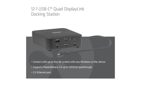 2033018_2 - Mediatech Club 3D, Dockingstation 12-1 USB-C 2x DP, 2x HDMI