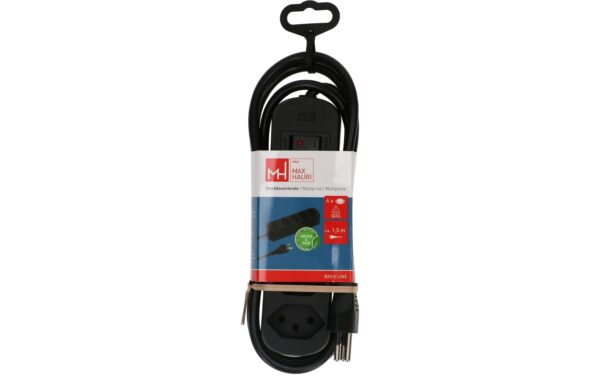 2033032_5 - Mediatech Max Hauri Steckdosenleiste Basic Line 4xT13 schwarz, 1.5m, Green+Fair