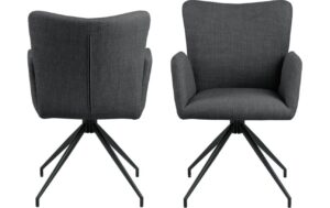 AC Design Esszimmerstuhl Laura 2 Stück Dunkelgrau/Schwarz