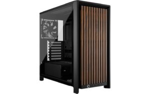 2036048 - Mediatech Corsair, PC-Gehäuse 4000D Wood Schwarz, Wal 1x 3.5, 2x 2.5, 2x USB-A, 2x USB-C