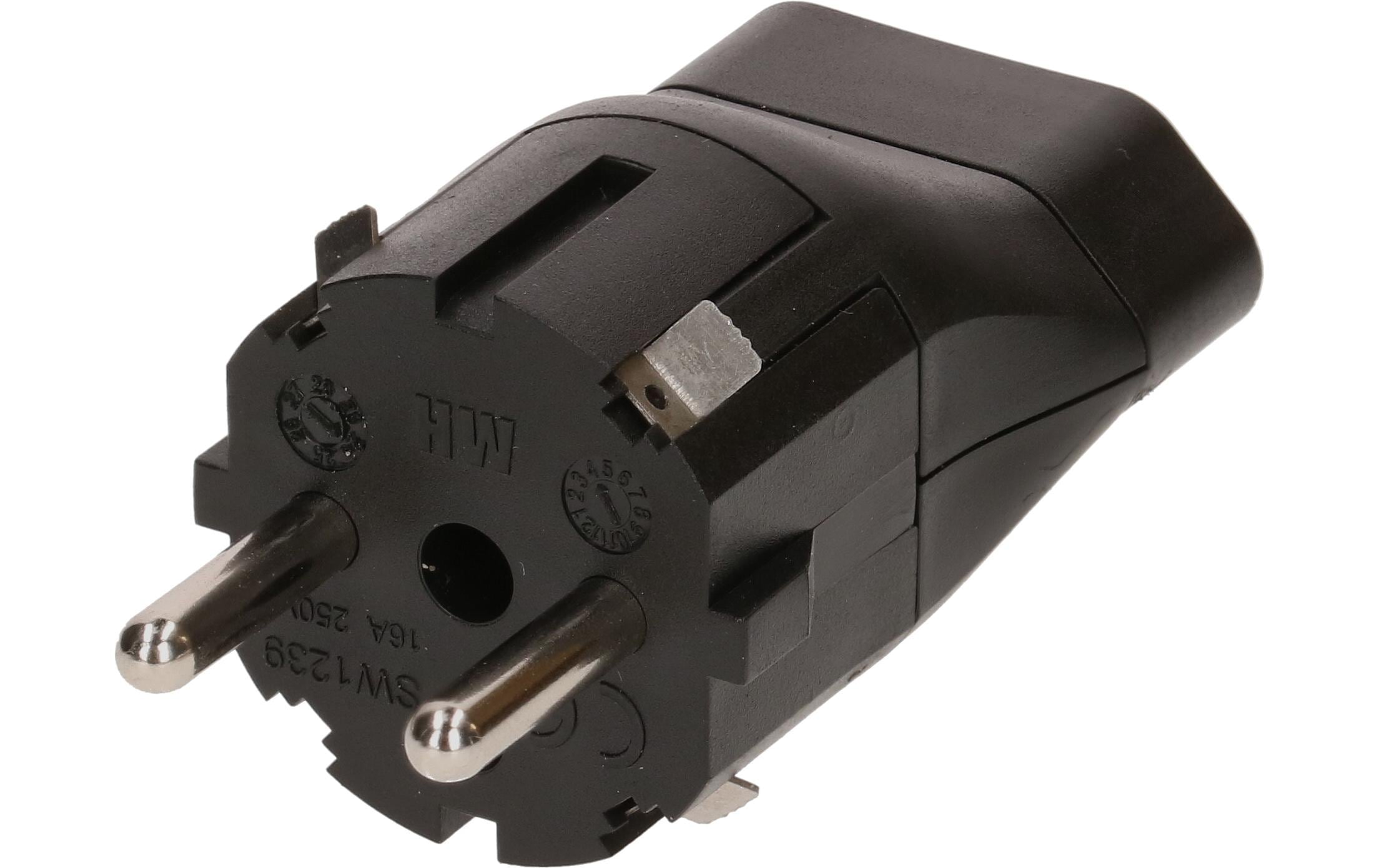 2038828 - Mediatech Max Hauri Adapter 2-Pol Schweiz T21 auf Schuko schwarz, 250V, 16A kaufen | Mediatech.ch