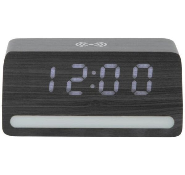 KARLSSON Wecker Retro Light LED Black wood veneer