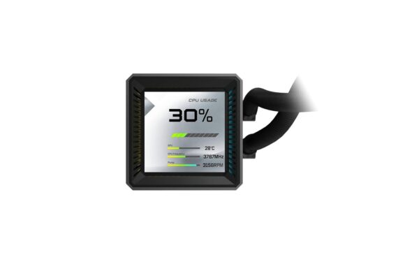 2044895_6 - Mediatech ASRock Steel Legend Dark 360 LCD Liquid CPU Cooler, 3.4 LCD, 3x120mm ARGB