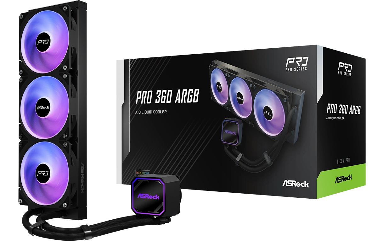 2044902_1 - Mediatech ASRock Pro 360 ARGB Liquid CPU Cooler, 3x120mm ARGB