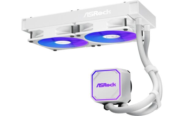 2044903_2 - Mediatech ASRock Pro White 240 ARGB Liquid CPU Cooler, 2x120mm ARGB