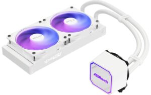 2044903_3 - Mediatech ASRock Pro White 240 ARGB Liquid CPU Cooler, 2x120mm ARGB