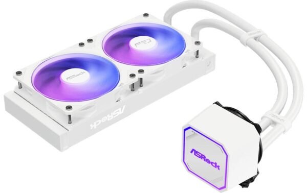 2044903_3 - Mediatech ASRock Pro White 240 ARGB Liquid CPU Cooler, 2x120mm ARGB