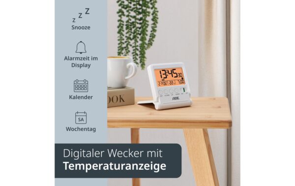 ADE Reisewecker digital weiss