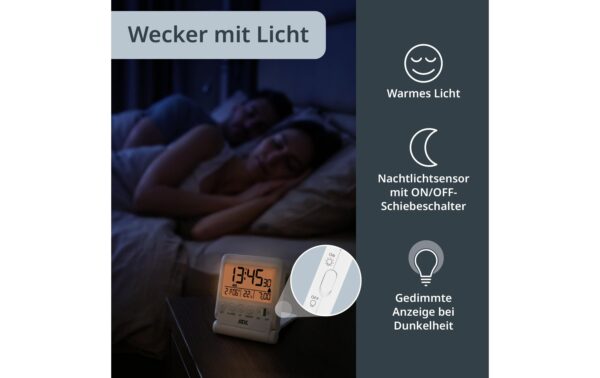 ADE Reisewecker digital weiss