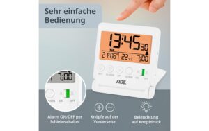 ADE Reisewecker digital weiss