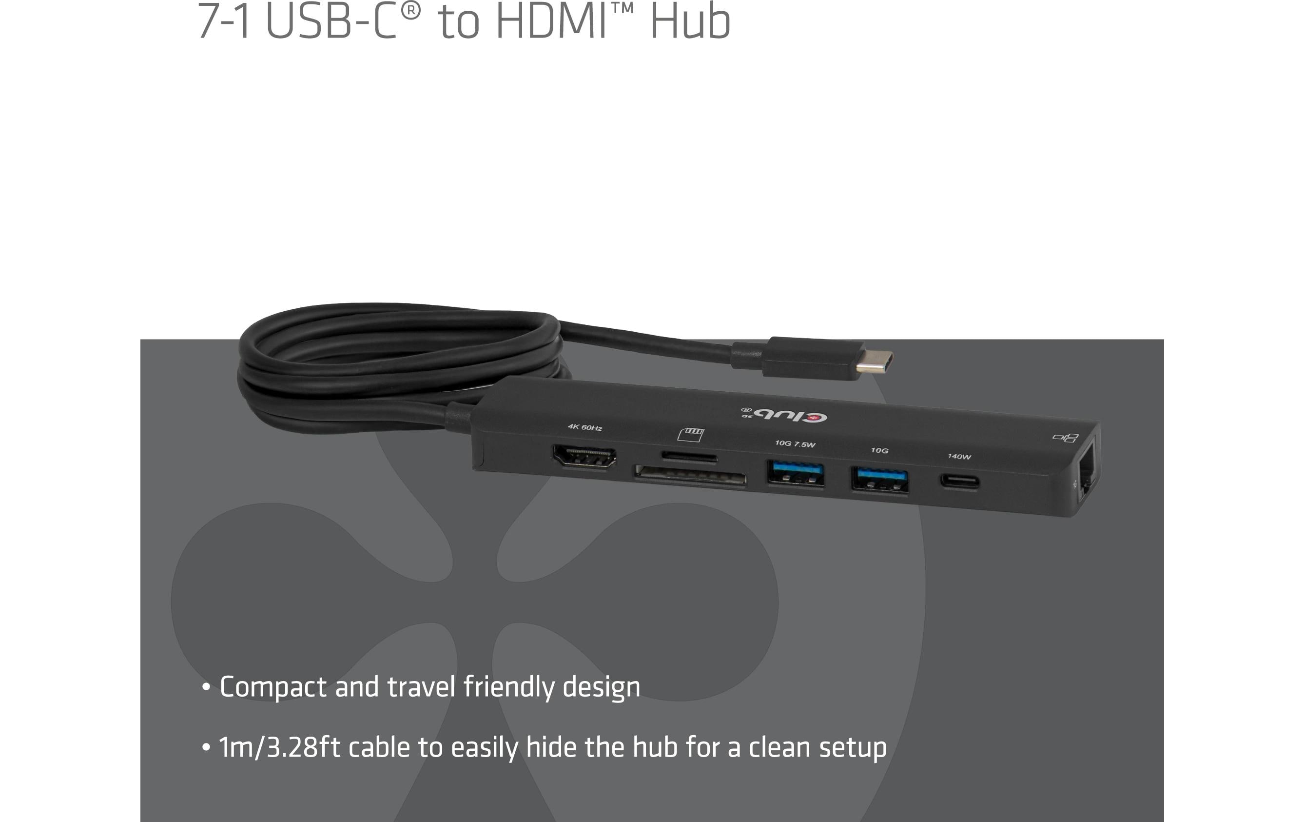 2052449_1 - Mediatech Club 3D, HDMI Hub Type-C 7 in 1 HDMI, USB-A, PD Type-C, Ethernet, MicroSD