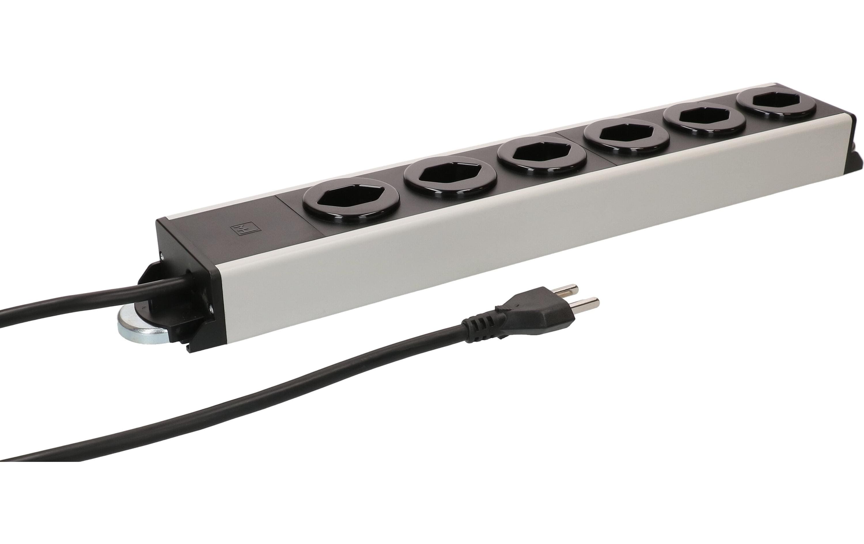 2053772 - Mediatech Max Hauri Steckdosenleiste Power Line 6x Typ 23 grau/schwarz 1.5m Magnet kaufen | Mediatech.ch