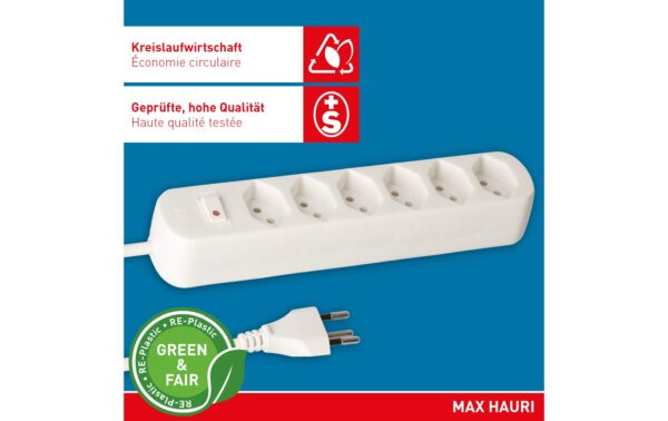 Steckdosenleiste Basic Line 6x Typ 13 ws Schalter 1.5m Green+Fair