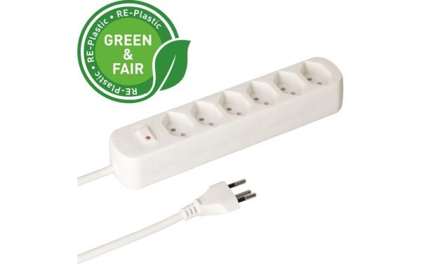 Steckdosenleiste Basic Line 6x Typ 13 ws Schalter 1.5m Green+Fair
