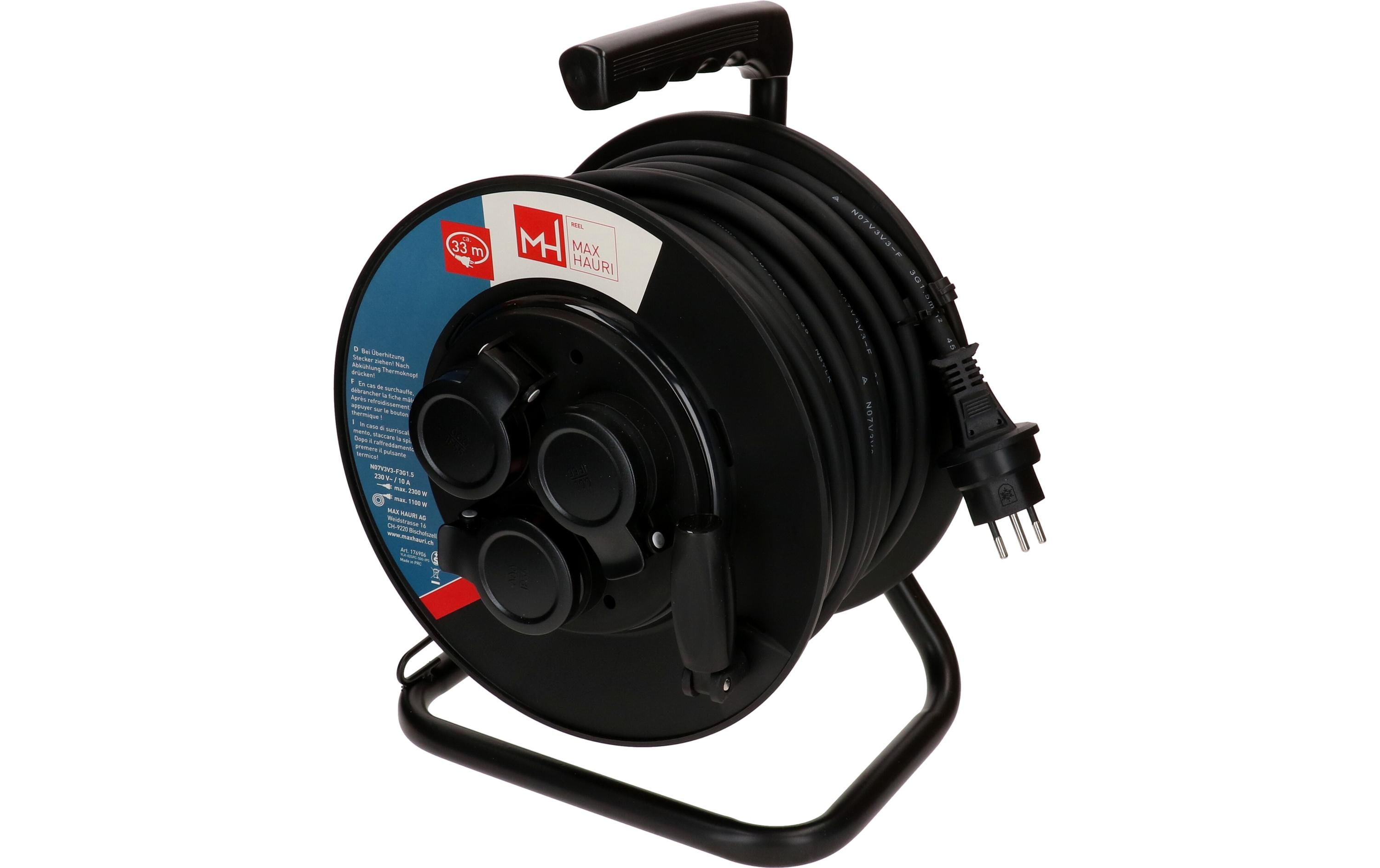 2053780 - Mediatech Max Hauri Kabelrolle 3x Typ 13 IP55 33m schwarz kaufen | Mediatech.ch