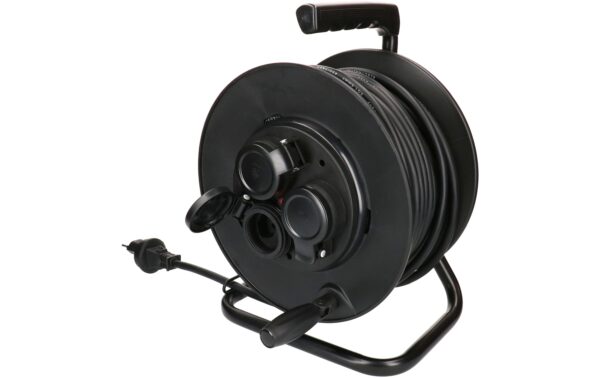 2053780_3 - Mediatech Kabelrolle 3x Typ 13 IP55 33m schwarz