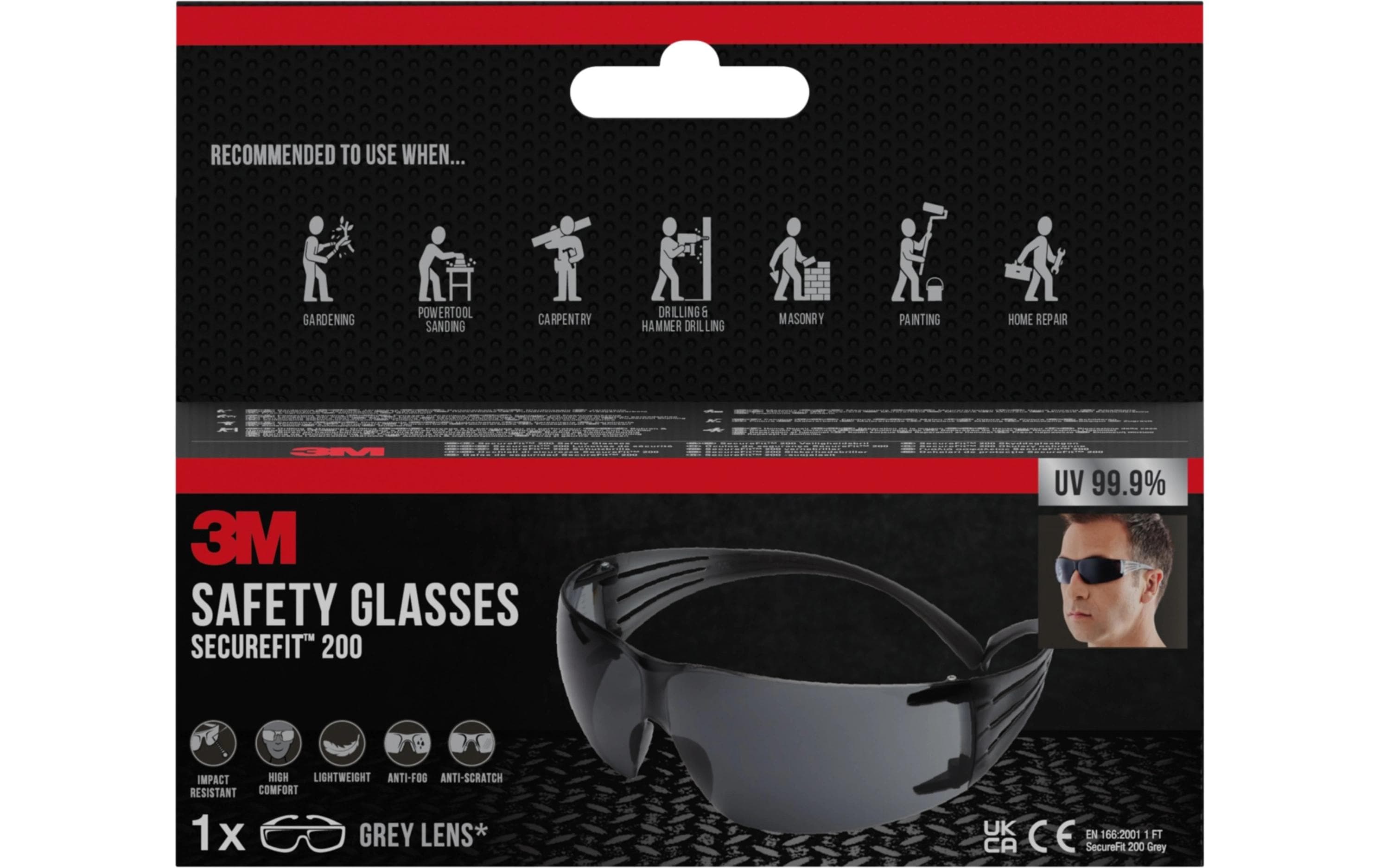 2086800 - Mediatech 3M SecureFit Schutzbrille 200, graues Glas kaufen | Mediatech.ch