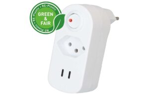 Abzweigstecker ADAPT 1x Typ 13 USB-C/C 20W ws drehbar Green+Fair