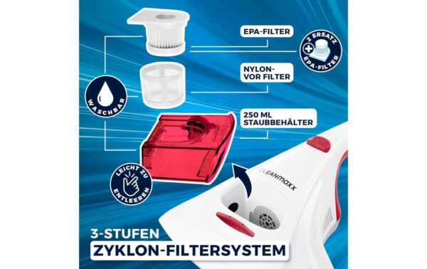 CLEANmaxx Matratzenreiniger mit UV-C-Licht Milben Handstaubsauger, 300W, Filter,