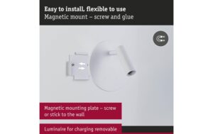 Paulmann LED Akkuwandleuchte Kiora 2700K 80lm / 50lm 3,7V / ws