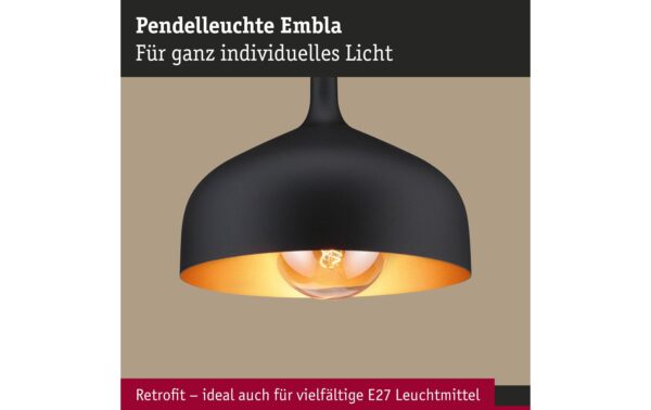 Paulmann Pendelleuchte Embla II E27, sz/gold metall/metall