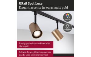 Paulmann Urail Schienensport Luxe GU10 max., gold matt/sz matt