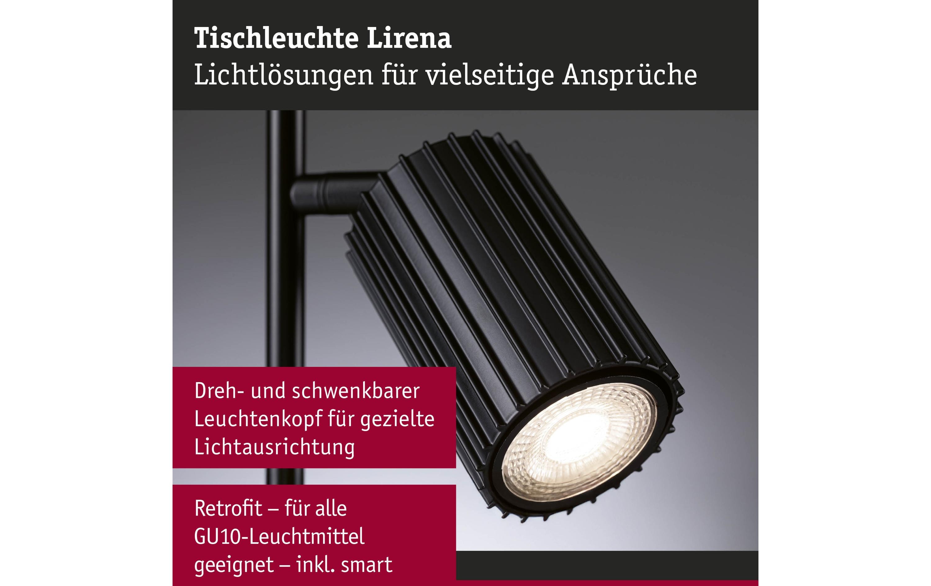 2093799_1 - Mediatech Paulmann Tischleuchte Lirena GU10 max., sz matt metall