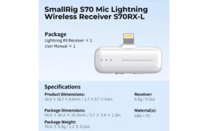 SmallRig S70RX-L Wireless Microphone Receiver (White)