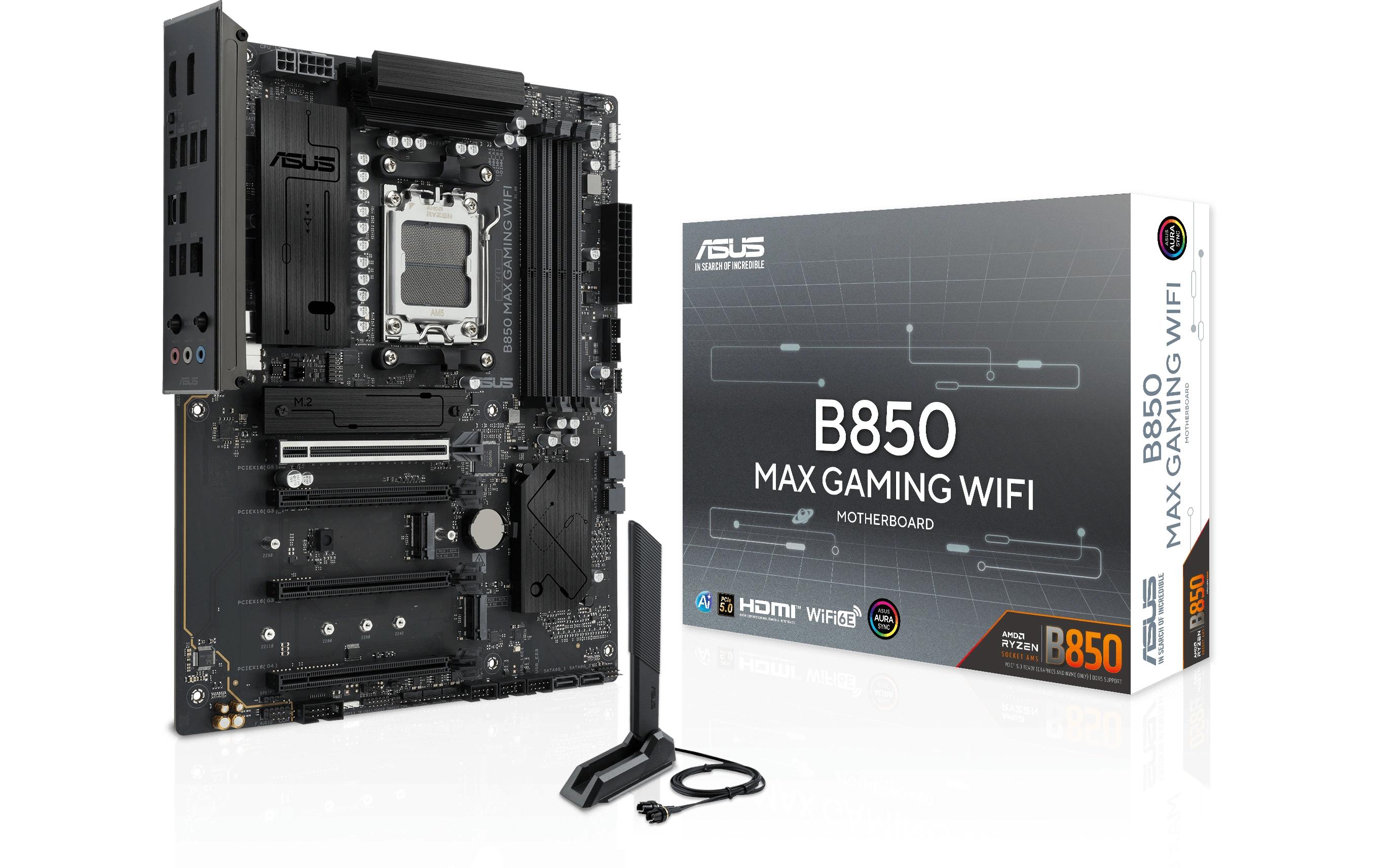 2096245 - Mediatech ASUS B850 MAX GAMING WIFI, ATX AM5, AMD B850, 4x DDR5, PCIe 5.0 WiFi 6E kaufen Schweiz | Mediatech.ch