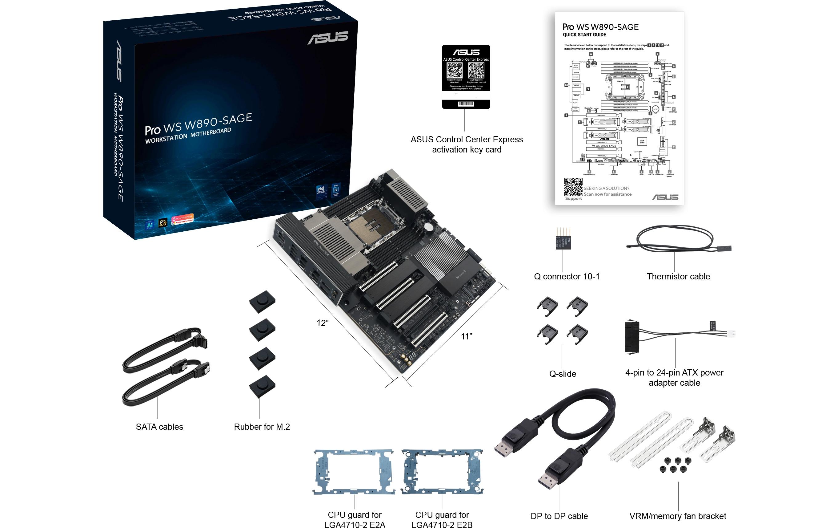 2096248_1 - Mediatech ASUS PRO WS W890-SAGE, EEB, LGA4710-2 Intel W890, 8x DDR5, 4x M.2, 4x PCIe 5.0