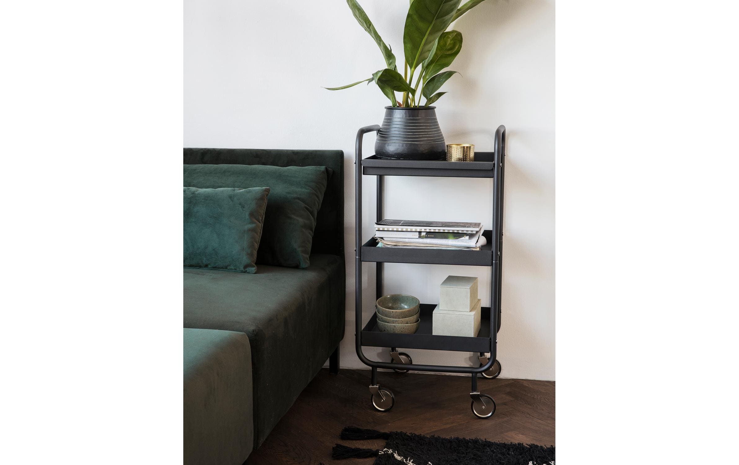 2099329_1 - Mediatech House Doctor Bartrolley Roll. Schwarz 42x38x85 cm (LxBxH), Sthal, PP