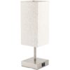 2106718 - Mediatech cocon Beistelltischlampe, USB, nickel/linen 3-fach dimmbar, USB-A/C, ohne E27, max 20W