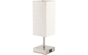 cocon Beistelltischlampe, USB, nickel/linen 3-fach dimmbar, USB-A/C, ohne E27, max 20W