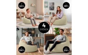 2107230_5 - Mediatech Lumaland Sitzsack 120l beige Comfort Feincord, Waschbar,