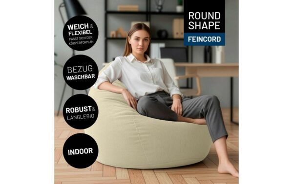 2107238_2 - Mediatech Lumaland Sitzsack 250l beige Comfort Feincord, Waschbar,