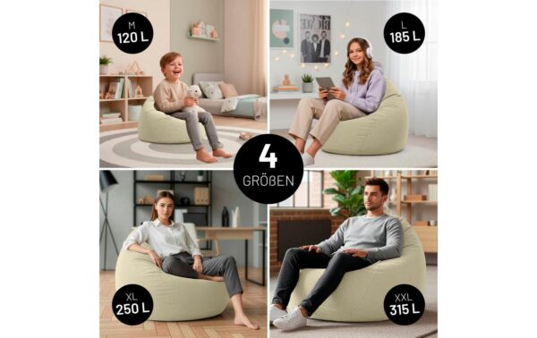 2107238_5 - Mediatech Lumaland Sitzsack 250l beige Comfort Feincord, Waschbar,