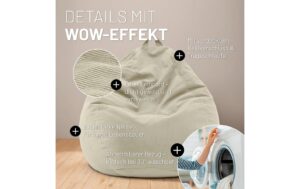 2107238_6 - Mediatech Lumaland Sitzsack 250l beige Comfort Feincord, Waschbar,