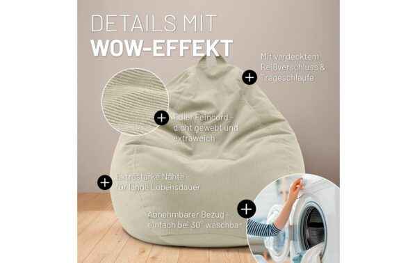 2107238_6 - Mediatech Lumaland Sitzsack 250l beige Comfort Feincord, Waschbar,
