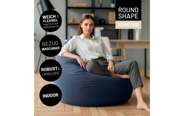 Lumaland Sitzsack 250l dunkelblau Comfort Feincord, Waschbar,