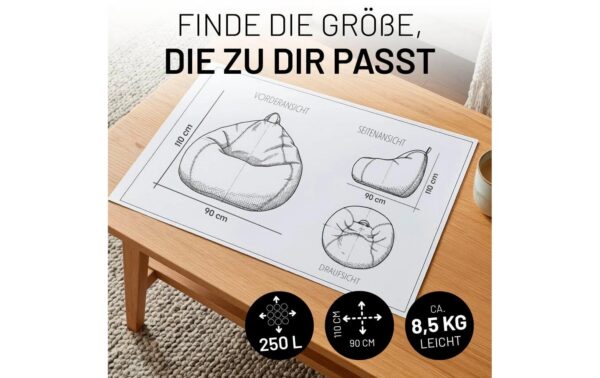Lumaland Sitzsack 250l dunkelblau Comfort Feincord, Waschbar,