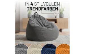 2107240_7 - Mediatech Lumaland Sitzsack 250l grau Comfort Feincord, Waschbar,