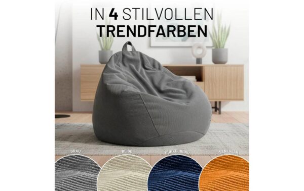 2107240_7 - Mediatech Lumaland Sitzsack 250l grau Comfort Feincord, Waschbar,