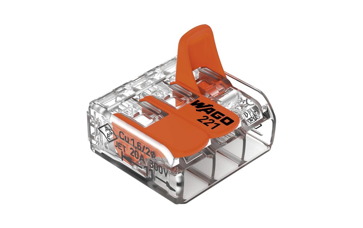 2107958_1 - Mediatech Wago Verbindungsklemme Compact 3-fach 2 Stück 3L 0.2…4mm² 32A 450V