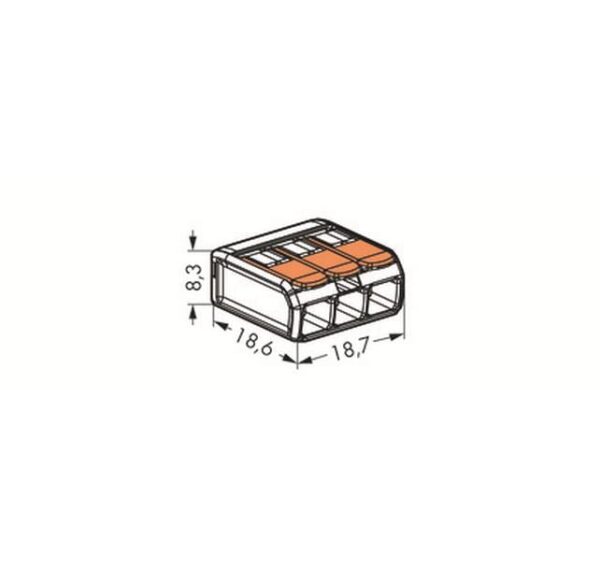 2107958_4 - Mediatech Wago Verbindungsklemme Compact 3-fach 2 Stück 3L 0.2…4mm² 32A 450V