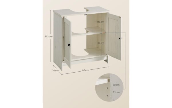 2109715_5 - Mediatech Vasagle Waschbeckenschrank, Weiss rustikal 60x30x61.2 cm, MDF, Spanplatte